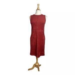Spense Dress 6 Faux Suede Studded Sleeveless Rust Burnt Orange Stretch
